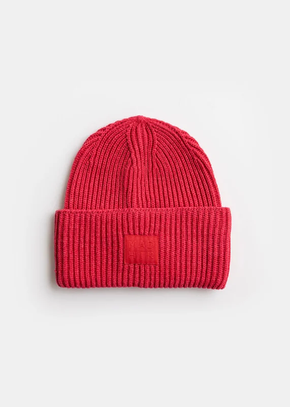 Classic Design Adult Mad Hatter Ribbed Knit Beanie - Red