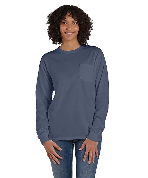 Double-sided Wear GDH250 - ComfortWash by Hanes Unisex Garment-Dyed Long-Sleeve T-Shirt with Pocket