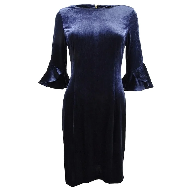 All-Day Comfort DKNY Women's Velvet Bell Sleeve a Line Dress Black Size 12