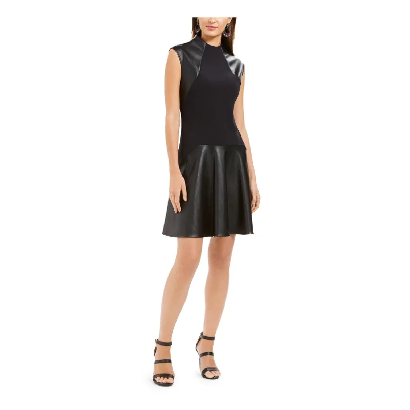 Urban Fashion Natori Women's Sleeveless Jewel Neck Fit Flare Dress Black Size 10