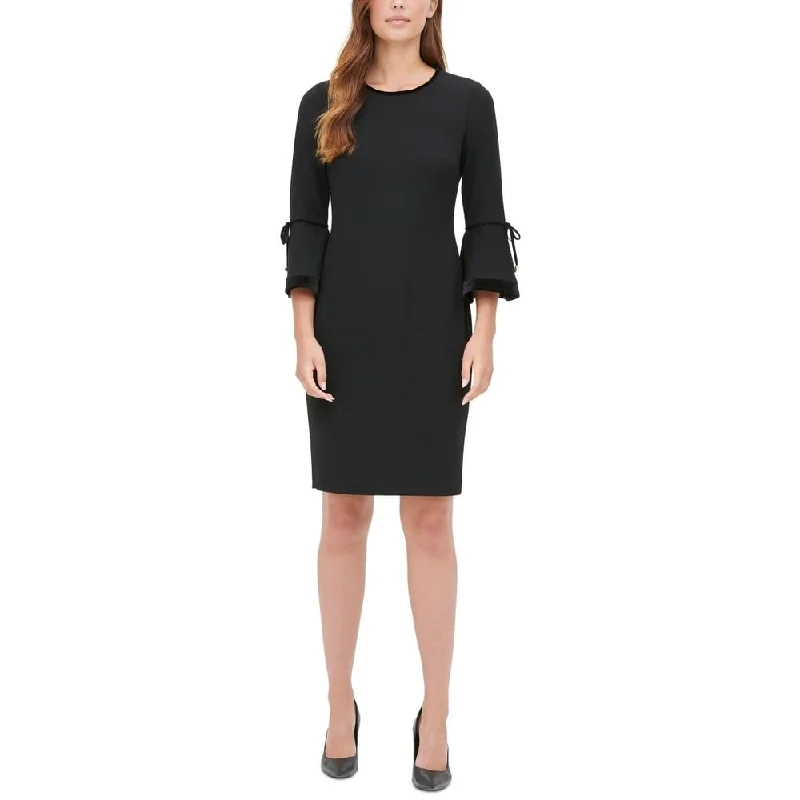 Timeless Comfort Calvin Klein Women's Velvet-Cuff Shift Dress Black Size 12