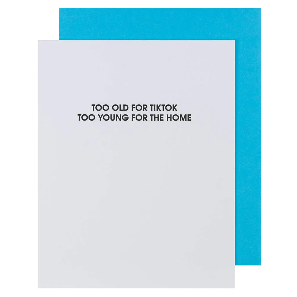 Elegant Temperament Too Old For Tiktok Letterpress Card