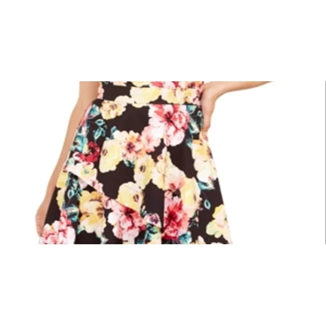 Sports High Waist Style Speechless Women's Floral Sleeveless Halter Short Fit Flare Dress Black Size 15 Sports High Waist Style Speechless Women's Floral Sleeveless Halter Short Fit Flare Dress Black Size 15