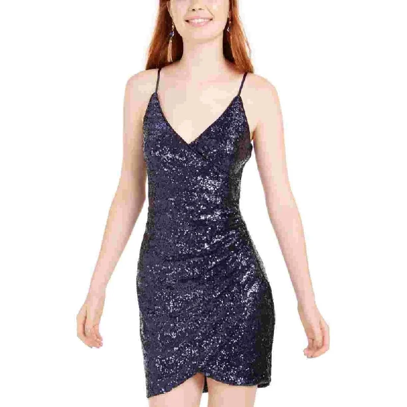 Elegant And Noble Trixxi Juniors' Surplice Sequined Dress Navy Size 9