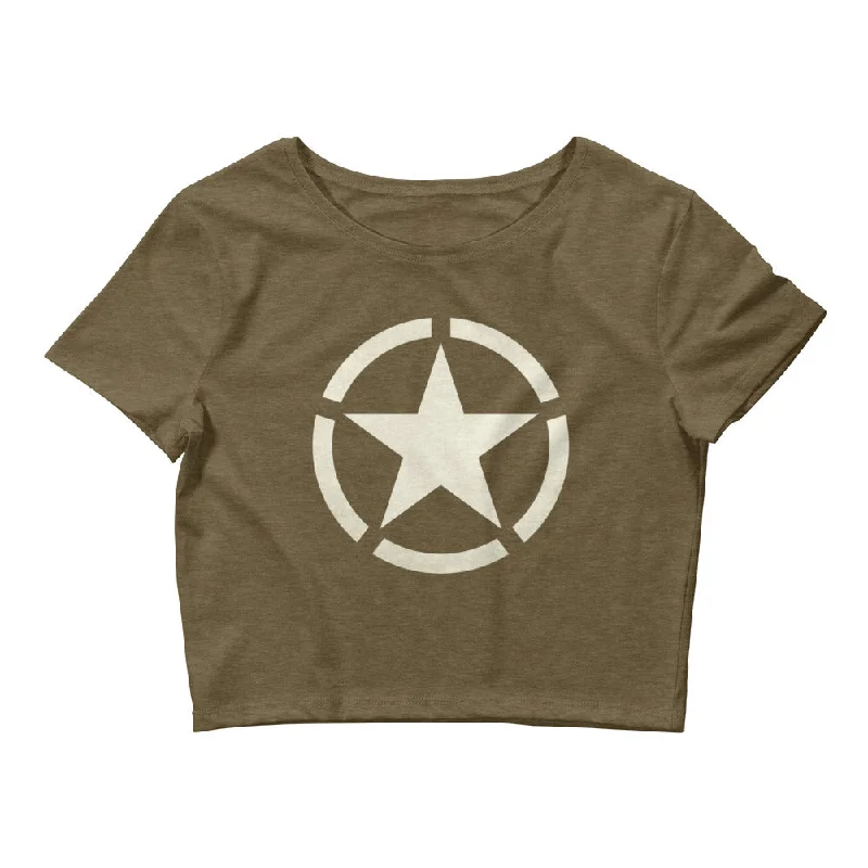 Relaxed Dresses WW2 Circled Star Women’s Crop Tee