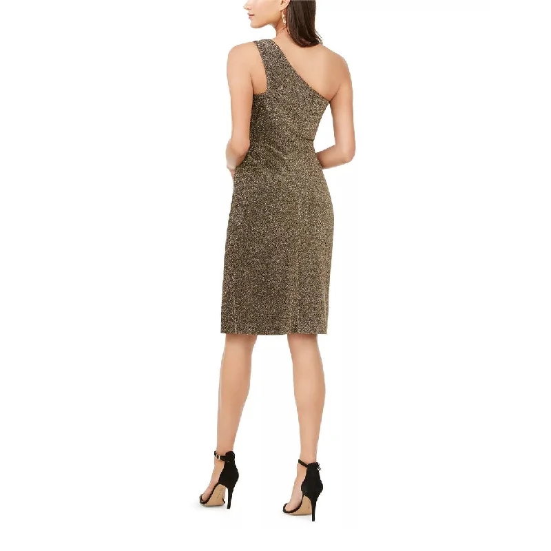Autumn Selection Vince Camuto Women's One Shoulder Glitter Knit Dress Gold Size 6