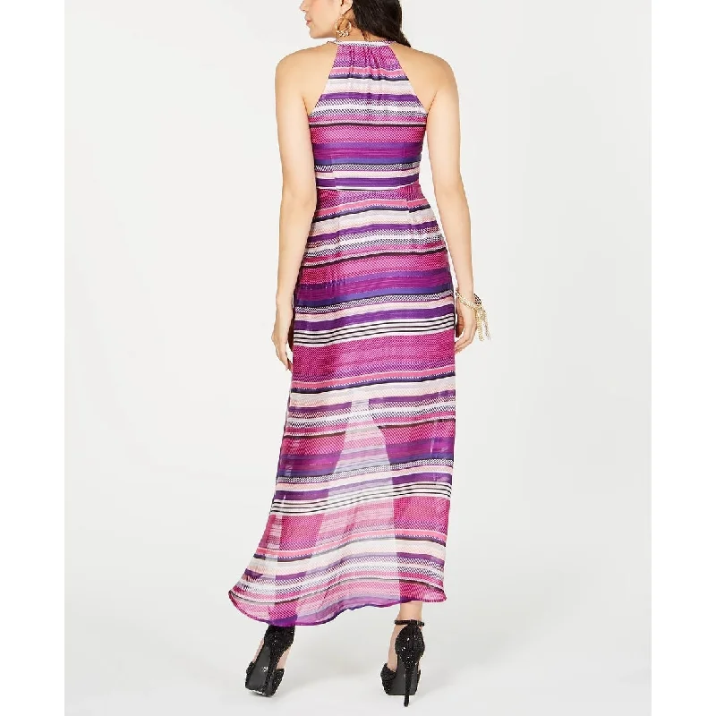 Floral Prints Thalia Sodi Women's Halter Wrap Maxi Dress Pink Size X-Small