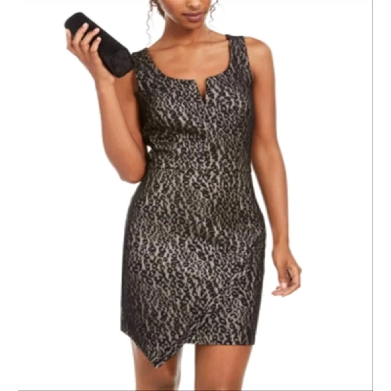 Celebrity Style Bcx Women's Animal Print Sleeveless Scoop Neck Short Cocktail Sheath Dress Black Size 9