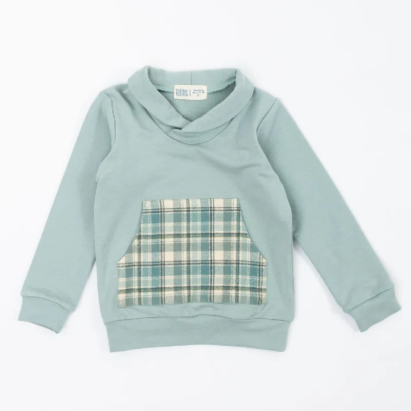 Personality Publicity Thimble  Bamboo Shawl Collar Sweatshirt in Glacier Plaid