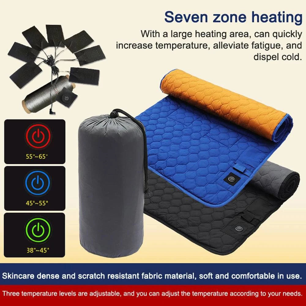 Elegant Outline Winter USB Heating Sleeping Mat Camping Warming Mattress Temperature Adjustable Warm Tent Sleeping Mat Foldable Sleeping Pad