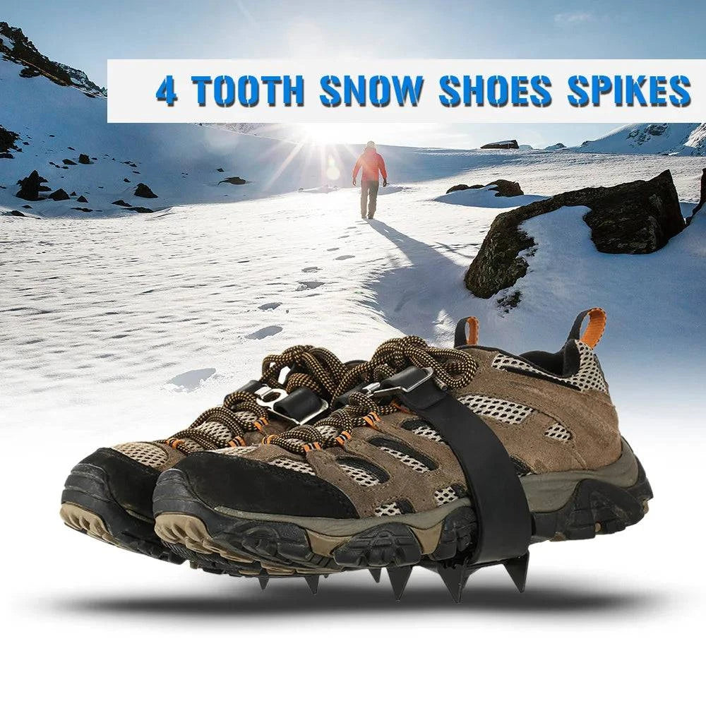 Simple Comfort 4 Tooth Crampons Winter Anti-Skid Snow Ice Climbing Shoe Spikes Grips Crampons Cleats Overshoes Outdoor Mountain Climbing Hiking Simple Comfort 4 Tooth Crampons Winter Anti-Skid Snow Ice Climbing Shoe Spikes Grips Crampons Cleats Overshoes Outdoor Mountain Climbing Hiking