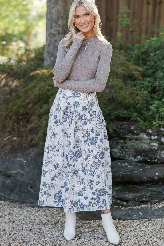 Stretch Design Get A Good Look Brown Floral Midi Skirt