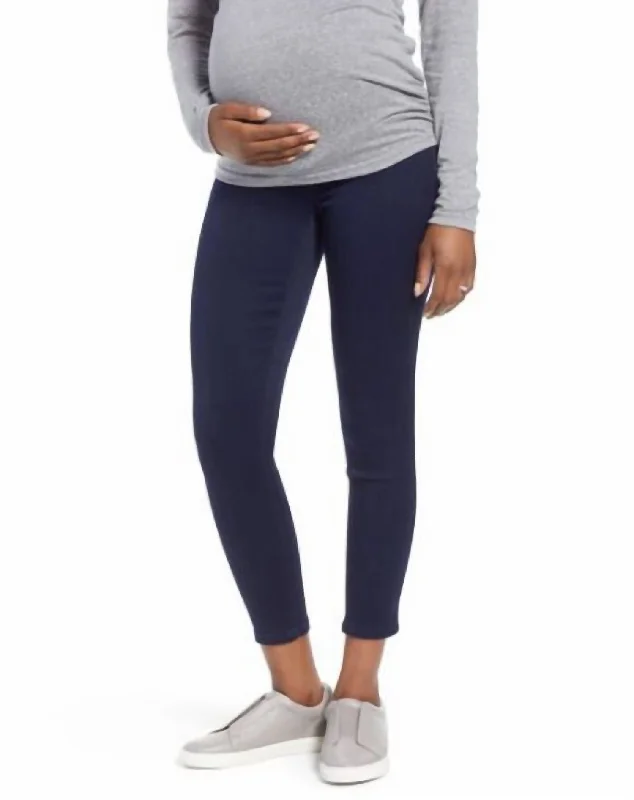 Classic Color Butter Ankle Maternity Pull On Leggings Jeans In Blue