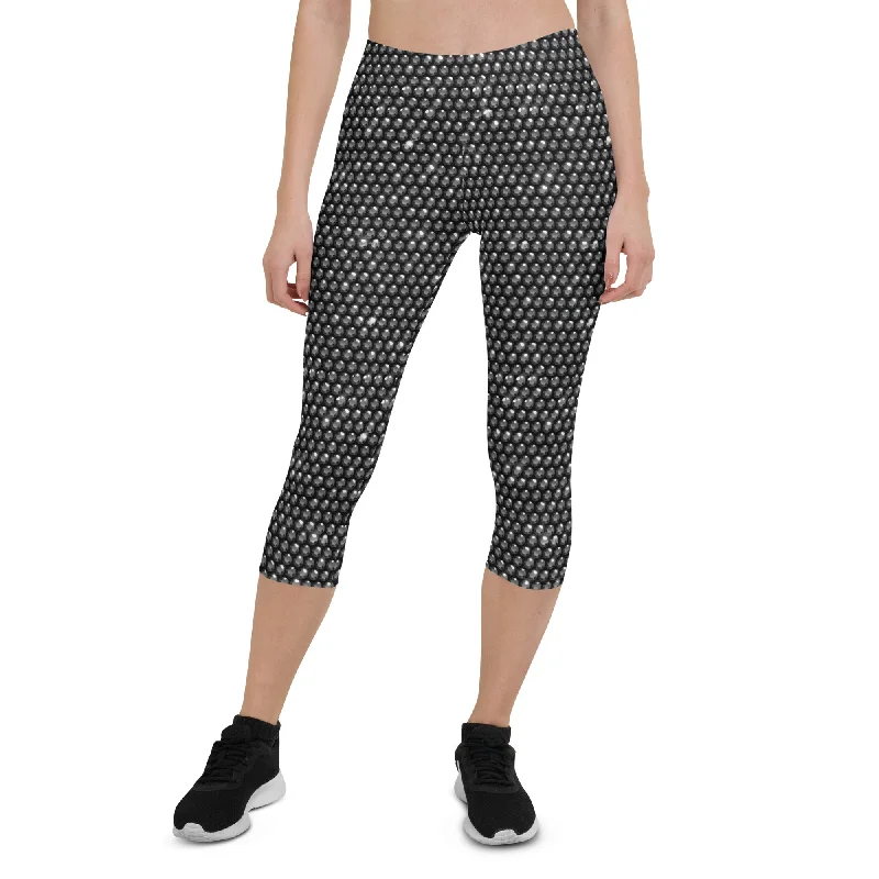 British Style Midnight Bedazzled Print Capris