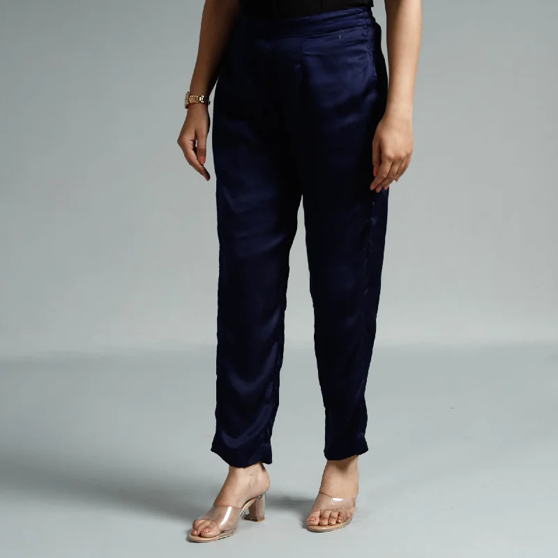 Boutique style Navy Blue Plain Modal Silk Elasticated Pant