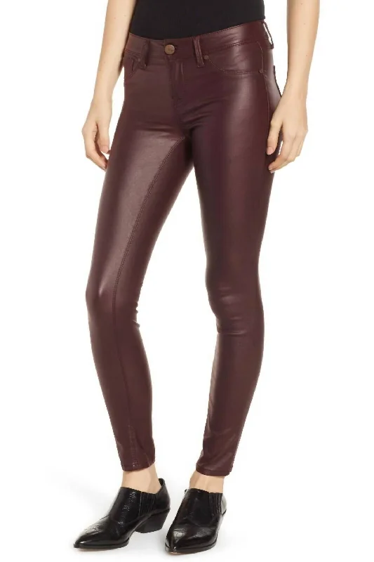 High-end Customization Coated Skinny Ankle Stretch Jeans In Red