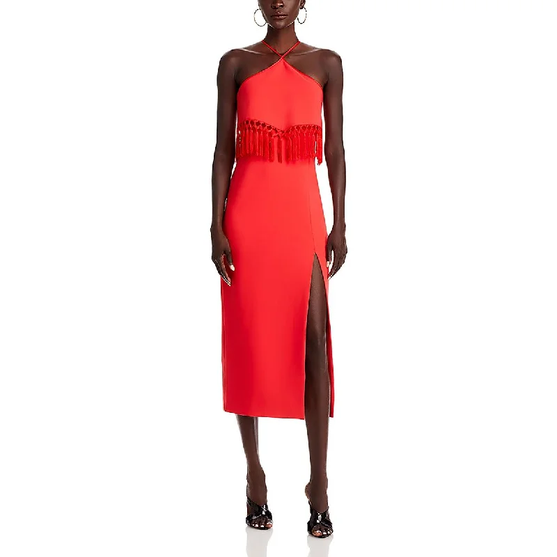 Floral Prints Likely Womens Vanya Fringe Midi Cocktail And Party Dress