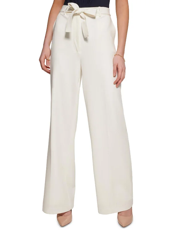 Style Design Womens Tie Waist High Rise Wide Leg Pants