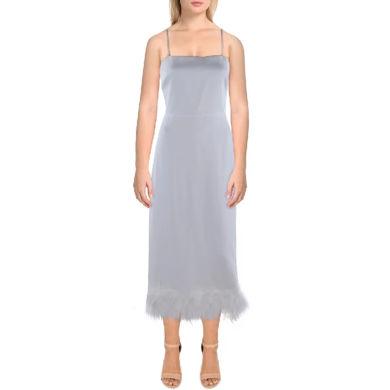 Fashionable Ease Lucy Paris Womens Feather Trim Long Cocktail And Party Dress