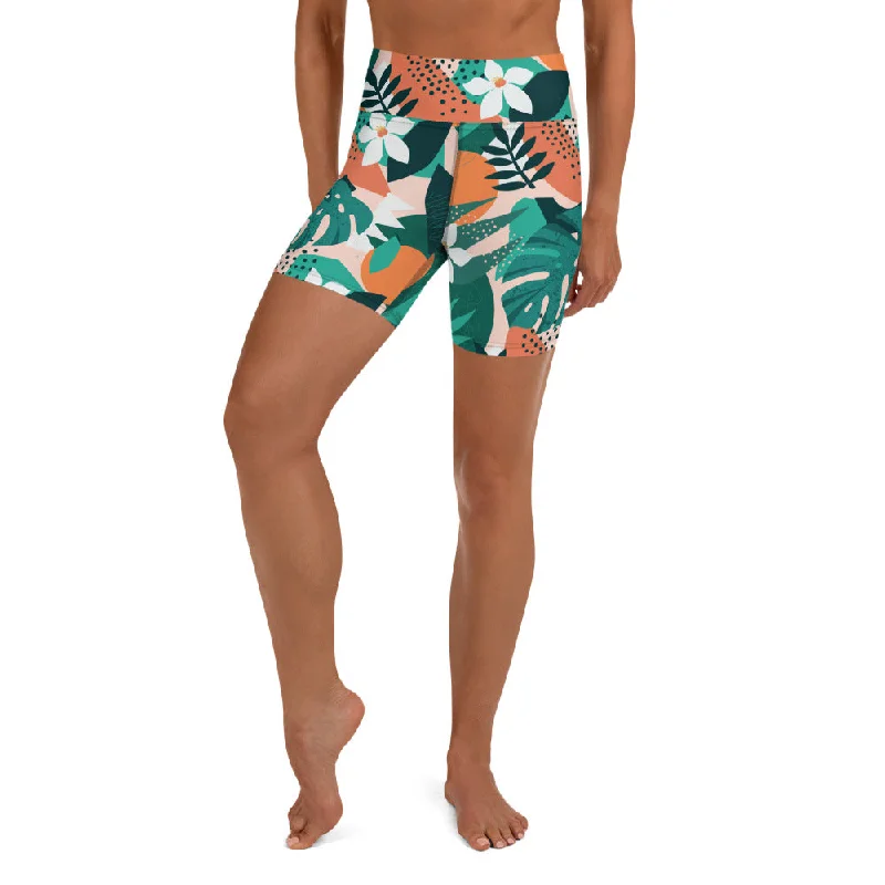 Must-have For Autumn And Winter Contemporary Tropical Yoga Shorts