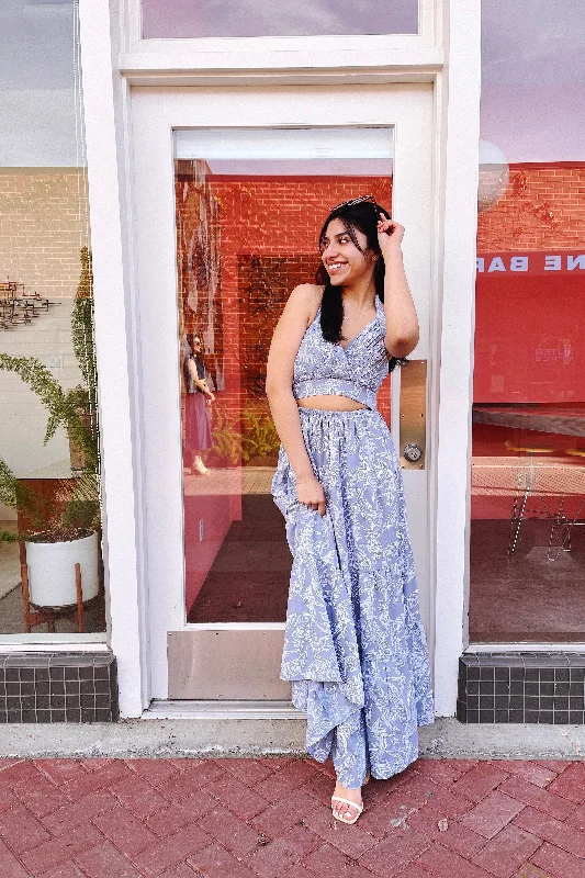 Elegant And Simple The Banyan Tree Leaf Print Maxi Skirt