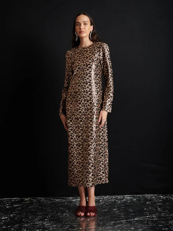 Classic Series Yara Sequin Leopard Midi Dress