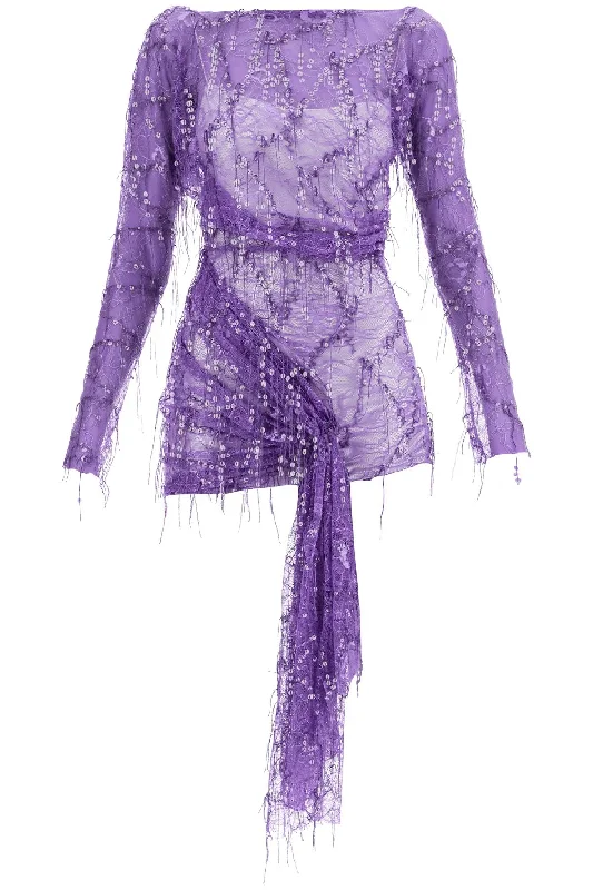 Nightclub Style CHRISTOPHER ESBER mini lace dress with sequins