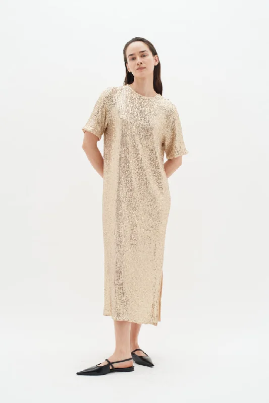 Simple Style Inwear Barbara Long Dress in Gold