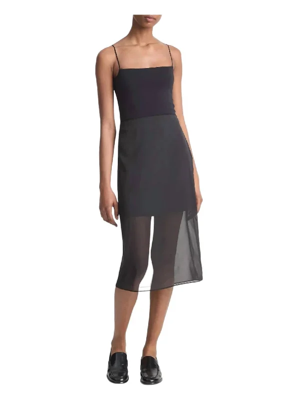 Playful Style Sheer Chiffon Pencil Skirt In Black