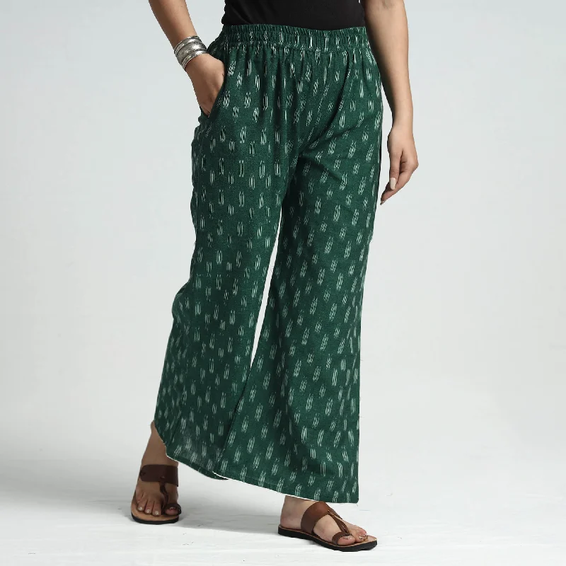 Street Style Green - Pochampally Ikat Weave Cotton Elasticated Palazzo