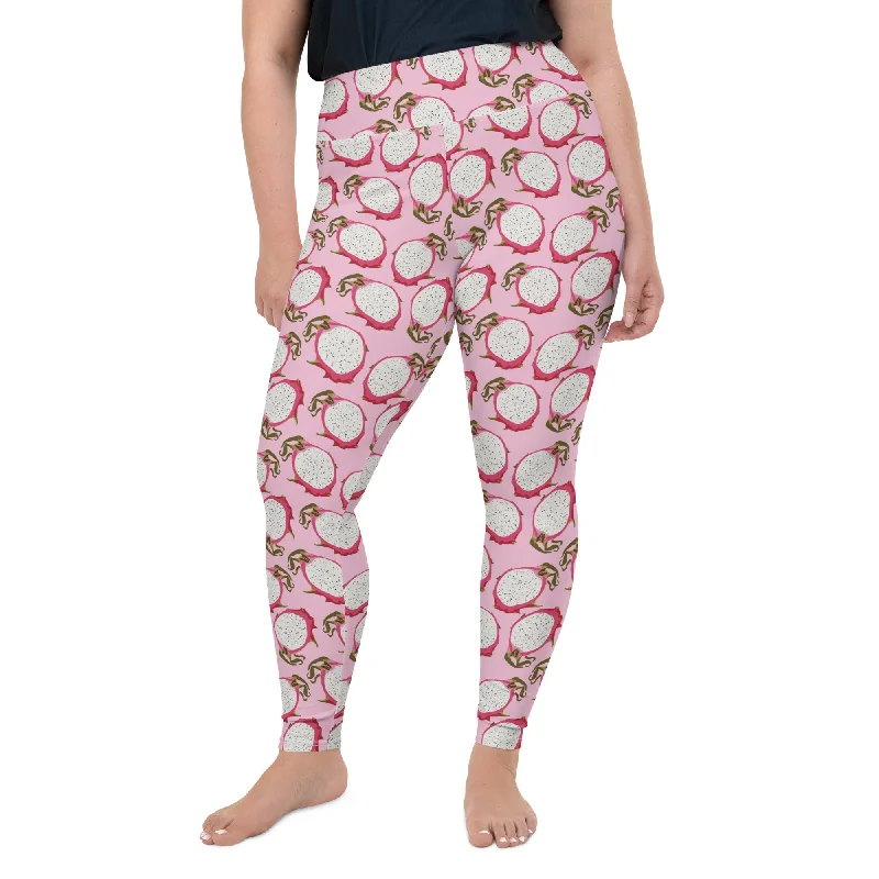 Sports And Leisure Dragon Fruit Pattern Plus Size Leggings