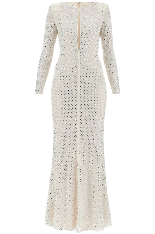 Luxury Style SELF PORTRAIT long mesh dress with crystals
