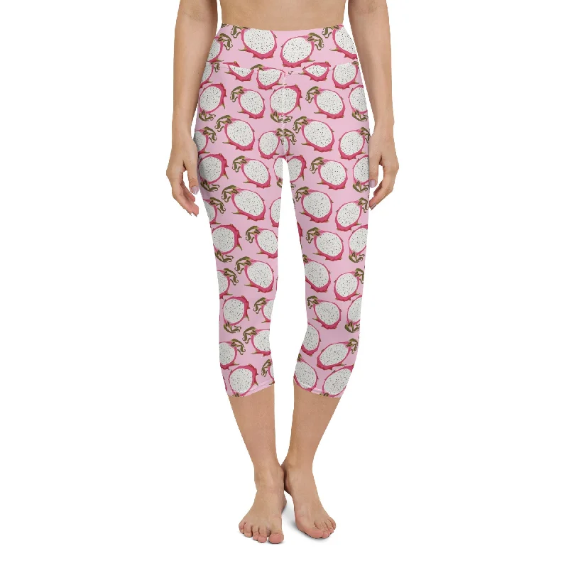End Of The Year Dragon Fruit Pattern Yoga Capris