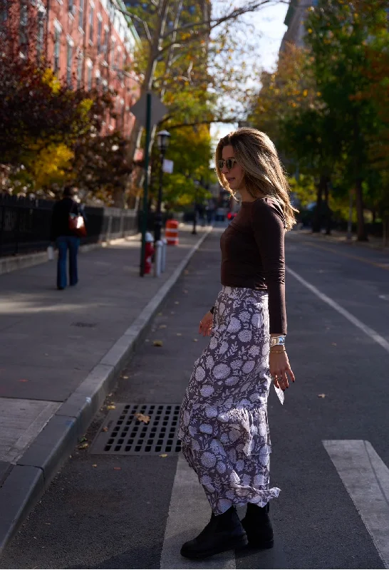 French Retro Lola Midi Skirt Gray Chatham