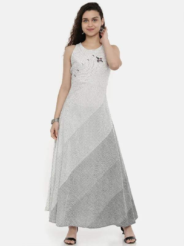 Fresh And Elegant Neeru's White Embellished Fit & Flare Kurta