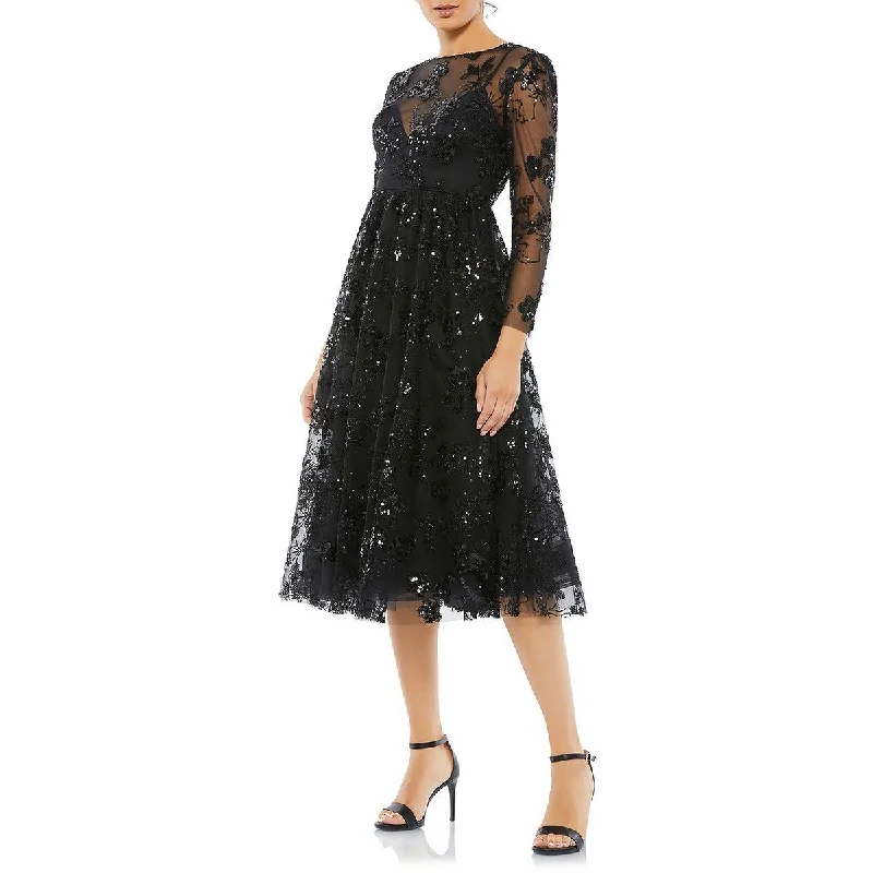 Street Style Mac Duggal Womens Sequin Beaded Cocktail and Party Dress