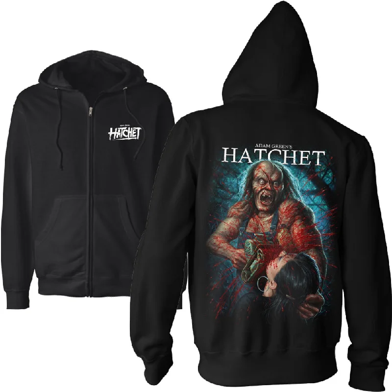 Embroidery Design Hatchet Face Off Zip Hoodie