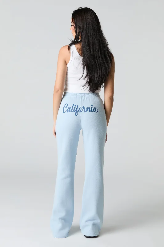 Elegant Comfort California Graphic Fleece Flare Sweatpant