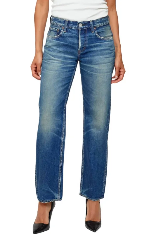 Exquisite Craftsmanship Minneola Low Rise Straight Jeans In Dark Blue