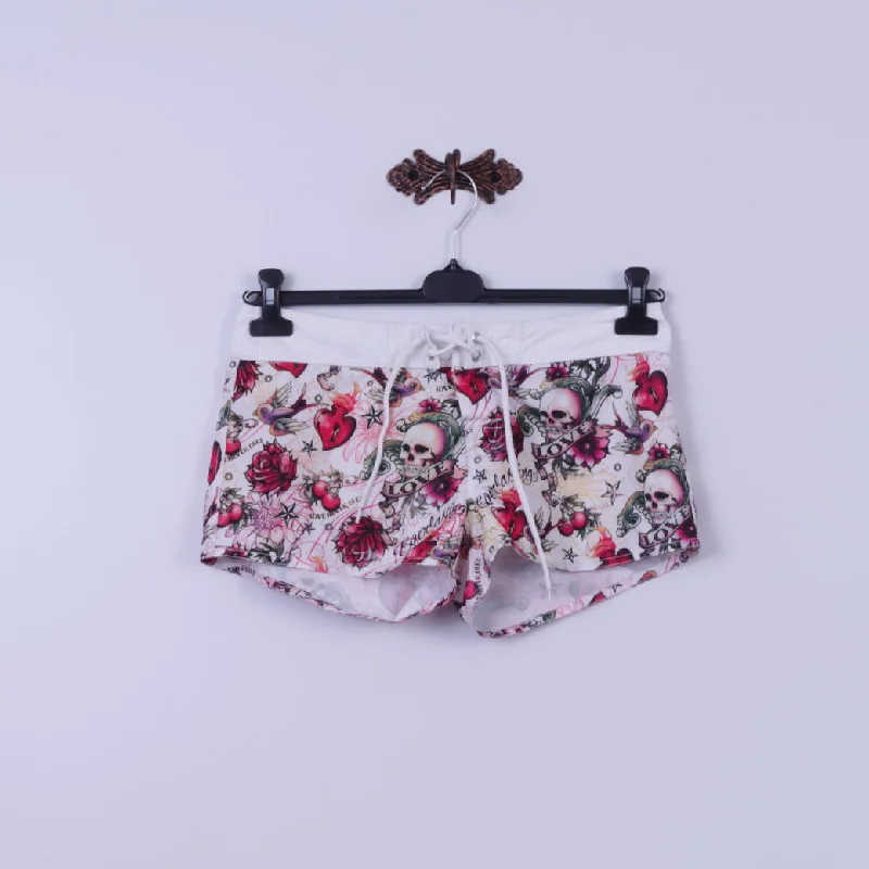 Fresh And Natural New Yorker Womens S Shorts White Skulls Love Never Dies Printed