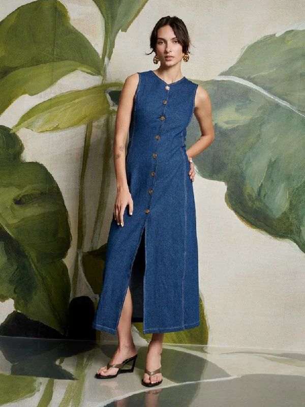 High-end Design Teo Denim Midi Dress