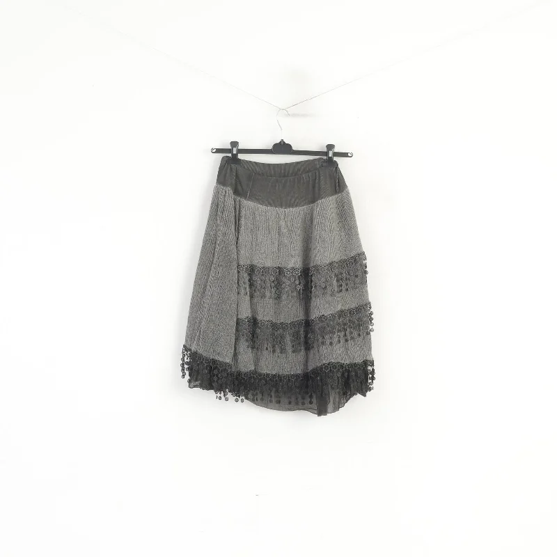 Sports And Leisure Unisono Women L Skirt Grey Faded Midi Elastic Waistband Made in Italy