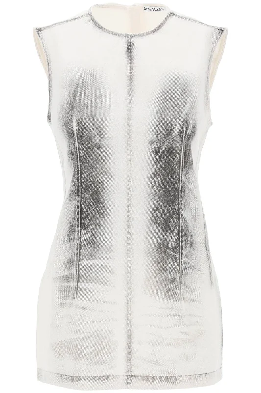 Double-sided Wear ACNE STUDIOS mini denim dress with pigmented pattern