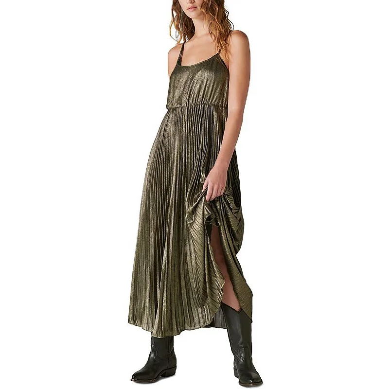 Versatile Wear Lucky Brand Womens Metallic Shutterpleat Cocktail And Party Dress