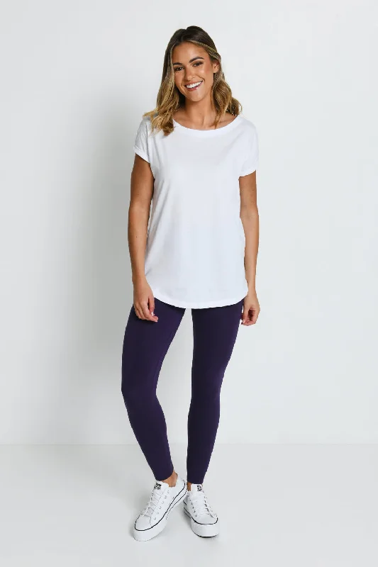 High Street Fashion Lightweight Everyday High Waisted Leggings - Acai Purple