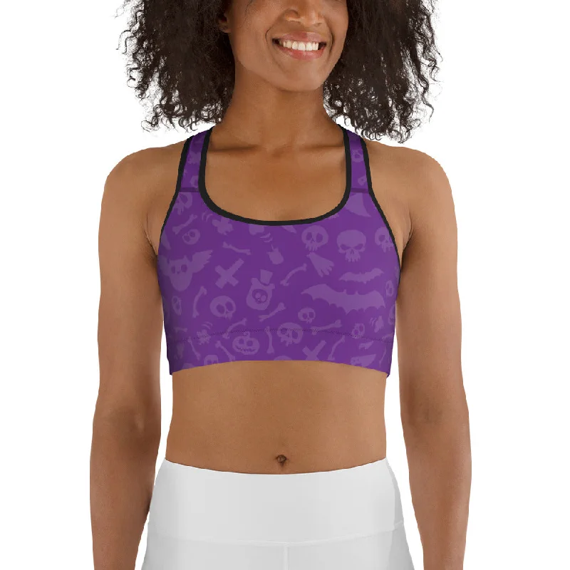 Age-reducing Style Pumpkin Pocket Halloween Sports Bra