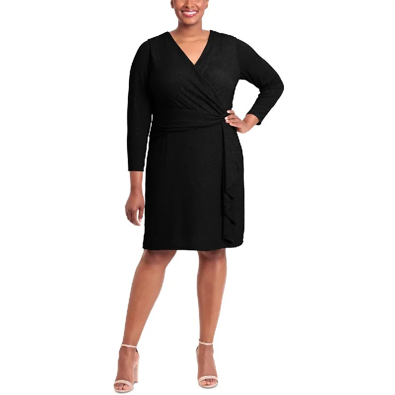 Design Must-have London Times Womens Plus Metallic Nylon Cocktail And Party Dress