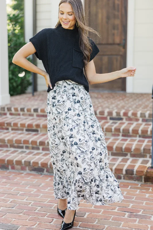 Light And Breathable How I Feel Taupe Floral Midi Skirt
