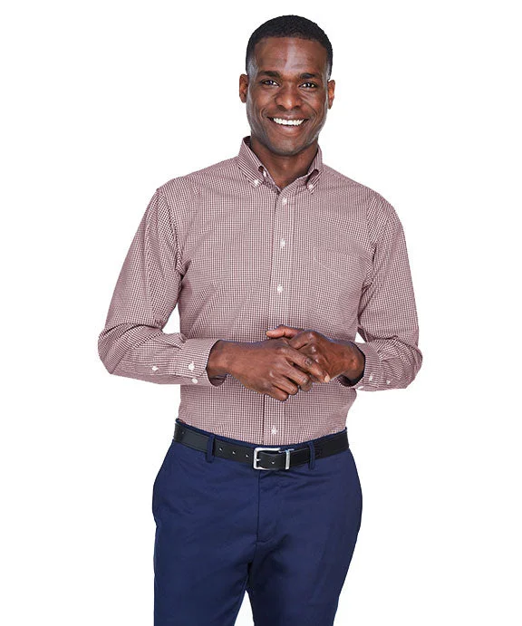 Leisure Travel D640 - Devon & Jones Mens Crown Woven Collection™ Gingham Check Shirt | Burgundy Leisure Travel D640 - Devon & Jones Mens Crown Woven Collection™ Gingham Check Shirt | Burgundy