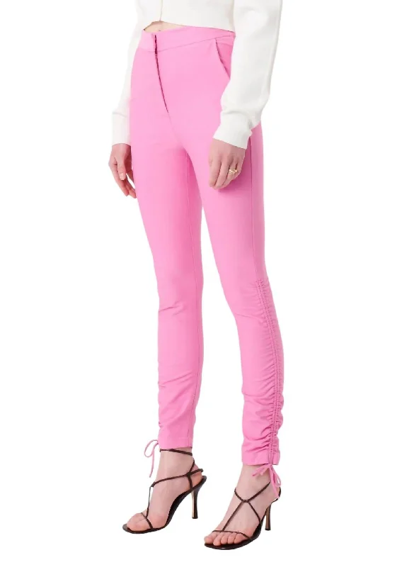 Exquisite Tailoring Camryn Ruched Pants In Pink